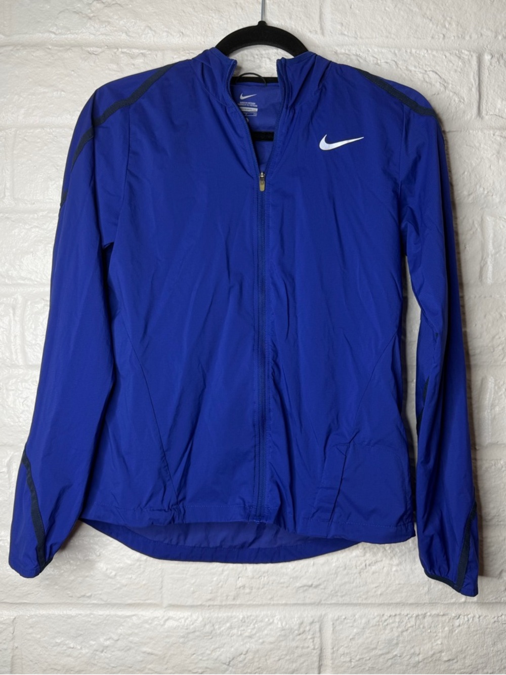 Nike Running Womens Lightweight Jacket Hood Windbreaker Cobalt Blue Size Small